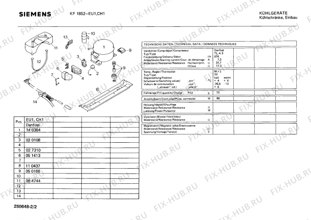 Взрыв-схема холодильника Siemens KF1852 - Схема узла 02