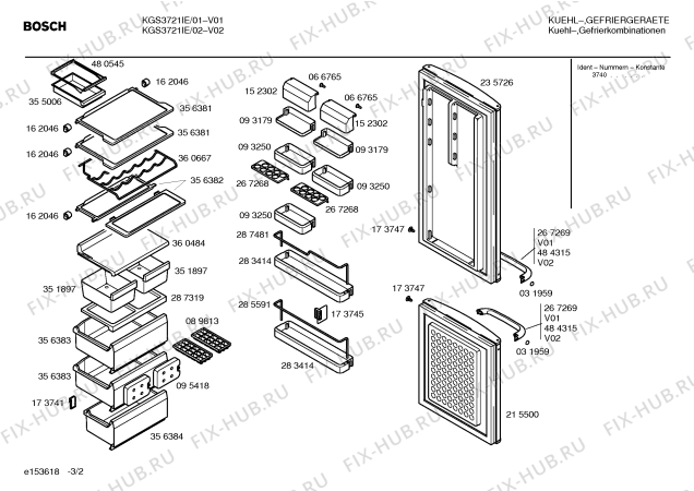 Взрыв-схема холодильника Bosch KGS3721IE - Схема узла 02