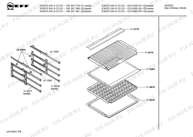 Взрыв-схема плиты (духовки) Neff 195307579 JOKER 245 A CLOU - Схема узла 09