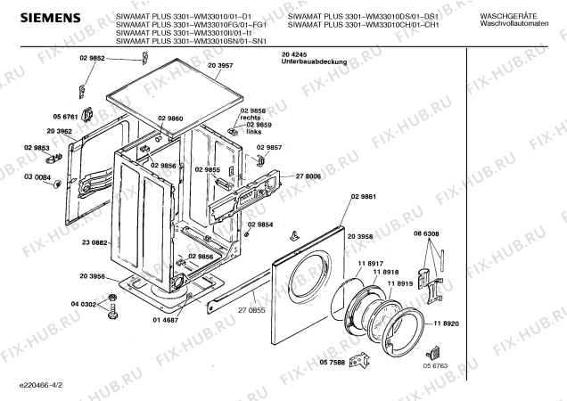 Схема №2 WM33010 SIWAMAT PLUS 3301 с изображением Панель управления для стиральной машины Siemens 00271275