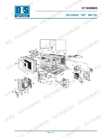 Схема №1 MW 725 с изображением Переключатель для микроволновки DELONGHI PAB0214110