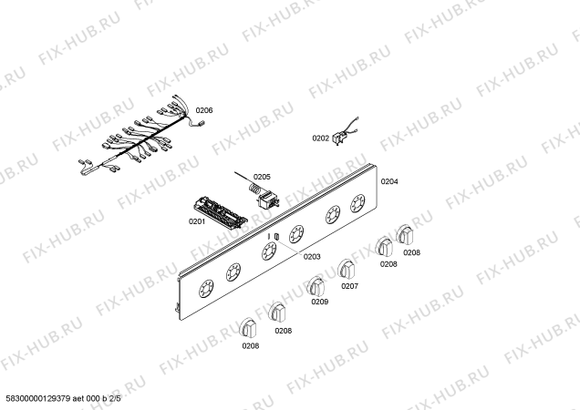 Взрыв-схема плиты (духовки) Siemens HM625211T - Схема узла 02