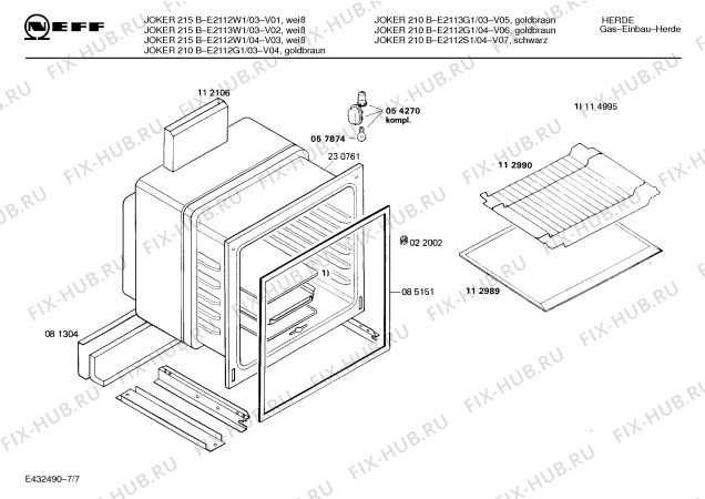 Схема №7 E2112W1 JOKER 215B с изображением Инструкция по эксплуатации для плиты (духовки) Bosch 00517240