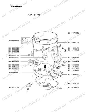 Взрыв-схема тостера (фритюрницы) Moulinex AT4751(0) - Схема узла HP002104.1P2