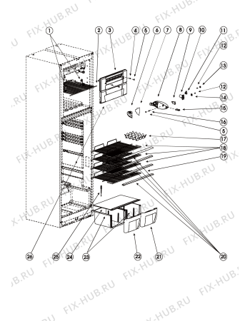 Взрыв-схема холодильника Indesit R36NFG (F027923) - Схема узла