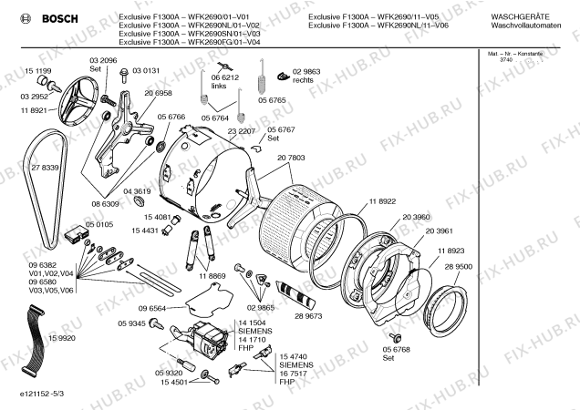 Взрыв-схема стиральной машины Bosch WFK2690SN Exclusiv F1300A - Схема узла 03