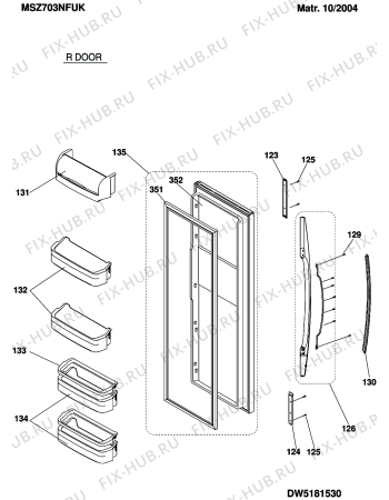 Схема №5 MSZ702NFUK (F034271) с изображением Дверца для холодильника Indesit C00142446
