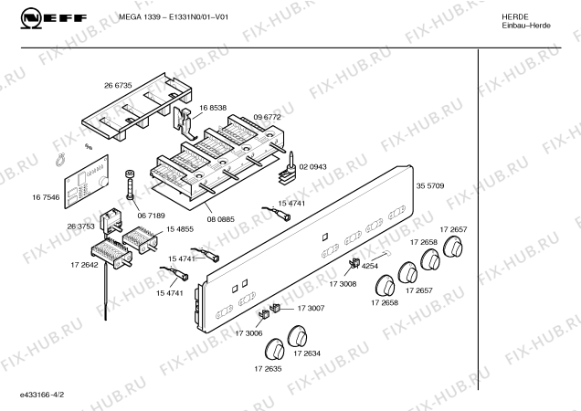Взрыв-схема плиты (духовки) Neff E1331N0 MEGA1339 - Схема узла 02