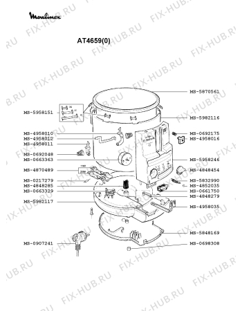 Взрыв-схема тостера (фритюрницы) Moulinex AT4659(0) - Схема узла KP002097.2P2