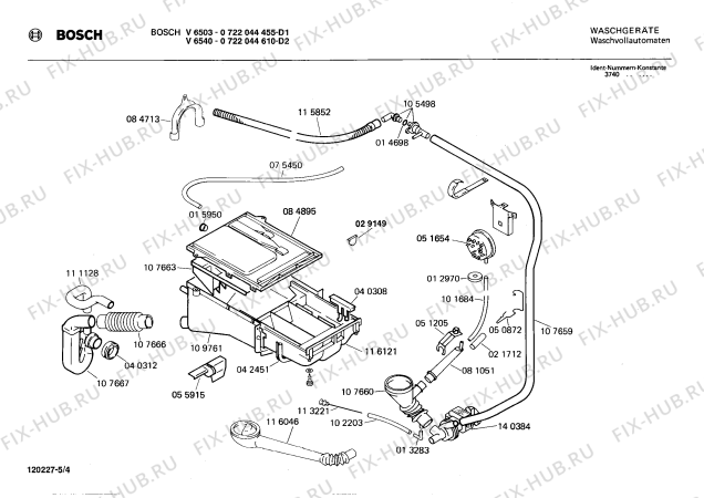 Взрыв-схема стиральной машины Bosch 0722044610 V6540 - Схема узла 04