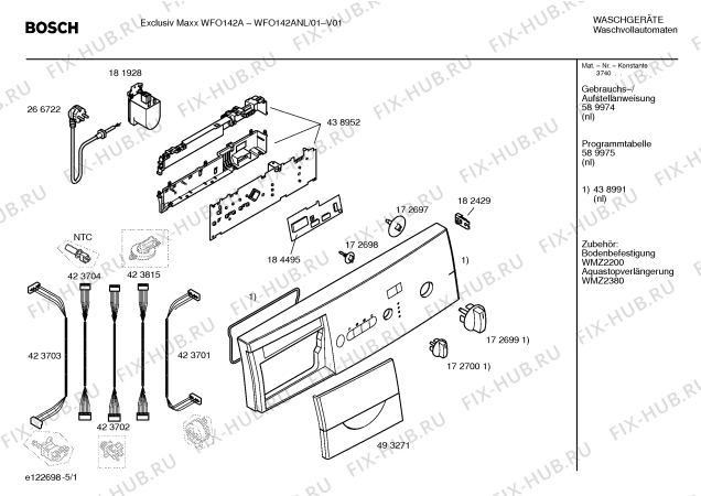 Схема №5 WFO122ANL Exclusiv Maxx WFO122A с изображением Инструкция по установке и эксплуатации для стиралки Bosch 00589974