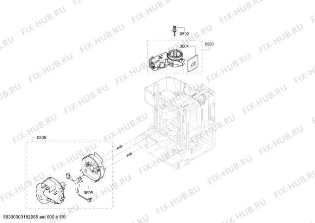 Схема №5 TE603201RW EQ.6 series 300 с изображением Модуль управления, запрограммированный для кофеварки (кофемашины) Siemens 12006791