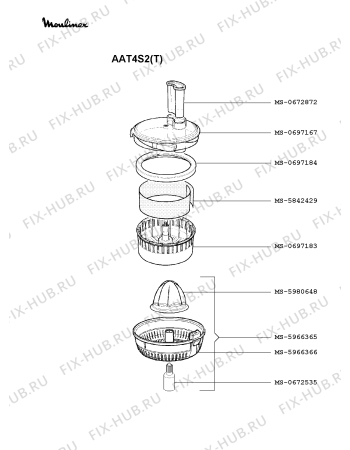 Взрыв-схема кухонного комбайна Moulinex AAT4S2(T) - Схема узла UP002631.0P2