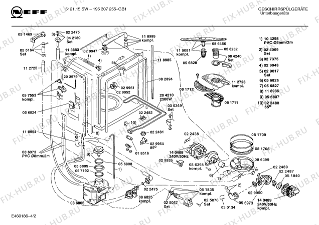 Взрыв-схема посудомоечной машины Neff 195307255 5121.15SW - Схема узла 02