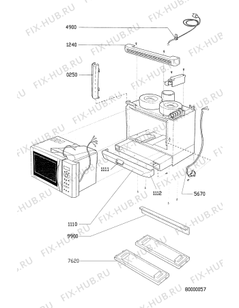 Взрыв-схема микроволновой печи Whirlpool AVM 955 BL - Схема узла