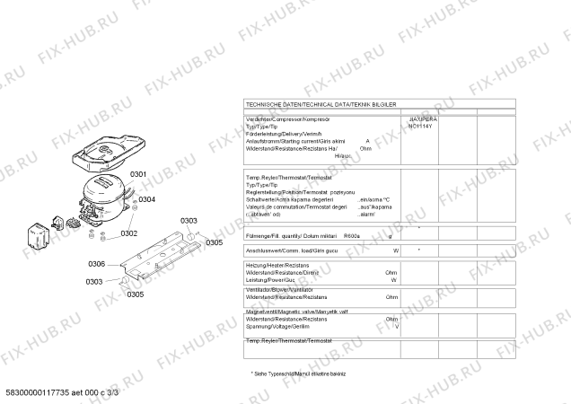 Взрыв-схема холодильника Siemens KS39V611NE - Схема узла 03