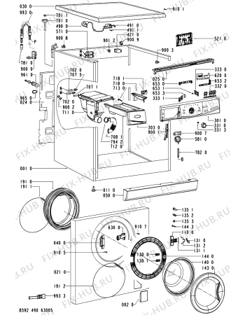 Схема №2 AWO/D 8200 с изображением Декоративная панель для стиральной машины Whirlpool 481245310765