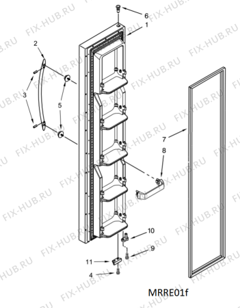 Взрыв-схема холодильника Whirlpool 5WRS25KNBW - Схема узла