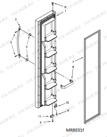 Схема №6 5WRS25KNBW с изображением Держатель для холодильной камеры Whirlpool 482000099091