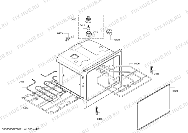 Взрыв-схема плиты (духовки) Constructa CF110253 - Схема узла 04
