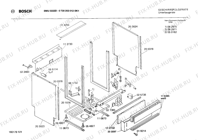 Взрыв-схема посудомоечной машины Bosch 0730203012 SMU2222D - Схема узла 04