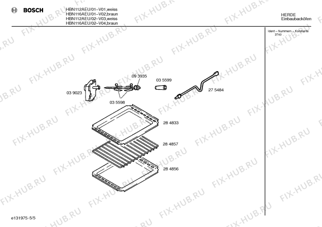 Схема №5 H5506V с изображением Вставка для духового шкафа Bosch 00038624