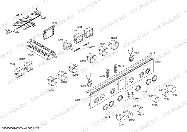 Взрыв-схема плиты (духовки) Bosch HCE543250B - Схема узла 02