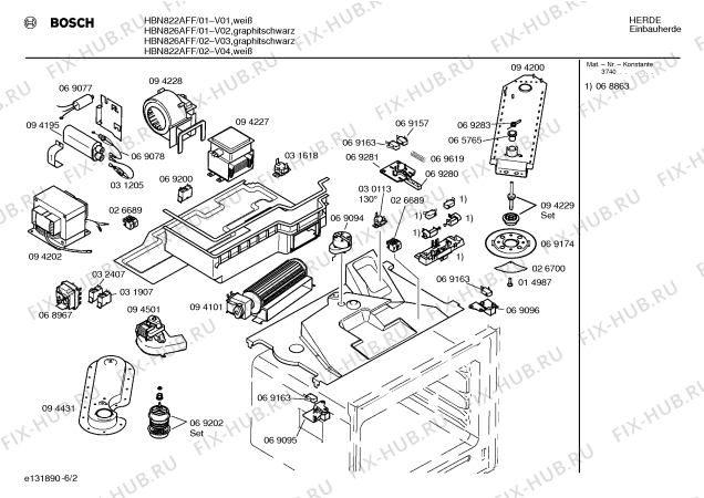 Схема №4 HBN822AFF с изображением Панель для электропечи Bosch 00287460