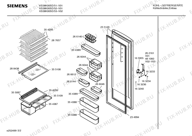 Взрыв-схема холодильника Siemens KS38K00SD - Схема узла 02