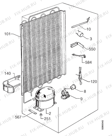 Взрыв-схема холодильника Faure FRD279W - Схема узла Cooling system 017
