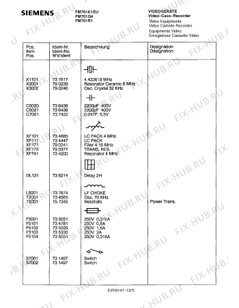 Схема №7 FM701K1EU с изображением Инструкция по эксплуатации для видеоэлектроники Siemens 00530702