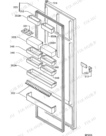Взрыв-схема холодильника Privileg 007332 0 - Схема узла Door 003