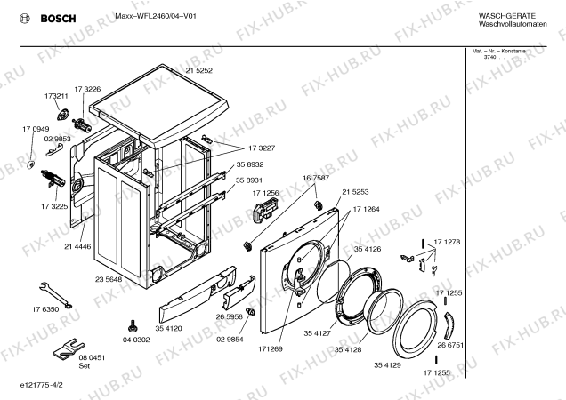Схема №4 WFL2460 с изображением Инструкция по установке и эксплуатации для стиральной машины Bosch 00526524