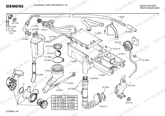 Схема №3 WH35830 EXTRAKLASSE 3583 с изображением Инструкция по эксплуатации для стиральной машины Siemens 00516601