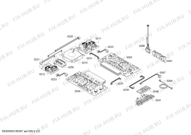 Взрыв-схема плиты (духовки) Siemens EI601CFB1E - Схема узла 02