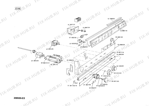 Взрыв-схема плиты (духовки) Siemens HE6440 - Схема узла 02