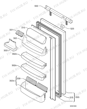 Взрыв-схема холодильника Electrolux ERG19600 - Схема узла Door 003