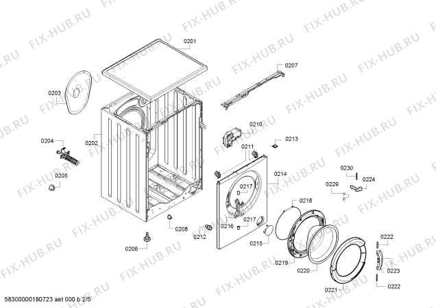 Взрыв-схема стиральной машины Bosch WAB28222 - Схема узла 02