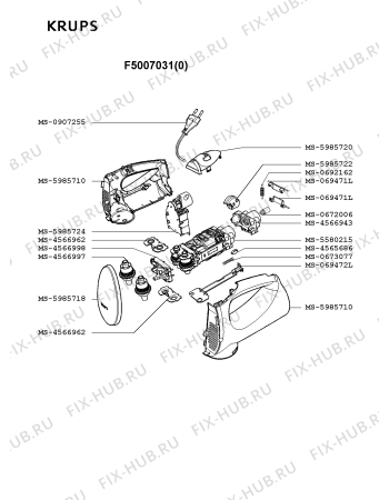 Взрыв-схема блендера (миксера) Krups F5007031(0) - Схема узла 5P000565.7P2