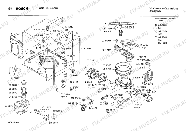 Взрыв-схема посудомоечной машины Bosch SMS1102 - Схема узла 02