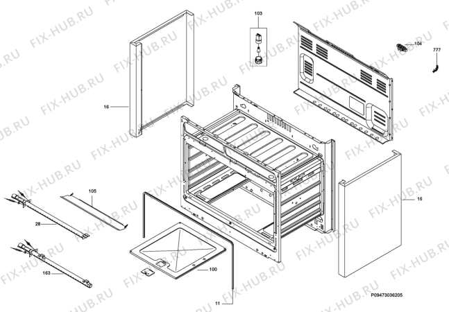 Взрыв-схема плиты (духовки) Electrolux EX176XAS - Схема узла Section 2