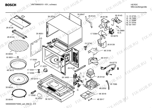 Взрыв-схема микроволновой печи Bosch HMT89660 - Схема узла 03