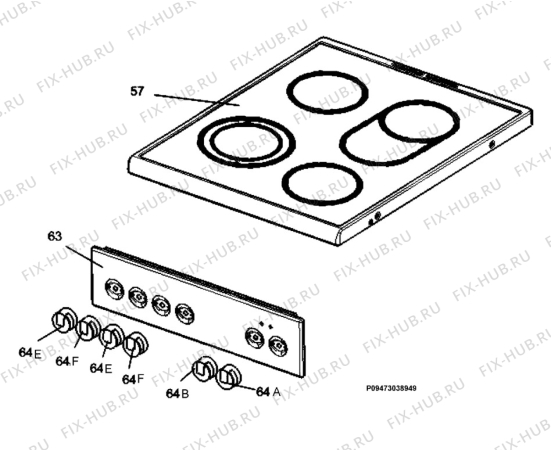 Взрыв-схема плиты (духовки) Electrolux EKC510502X - Схема узла Section 4