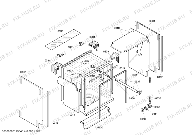 Схема №5 SE6TIE3GB с изображением Рамка для электропосудомоечной машины Bosch 00665002