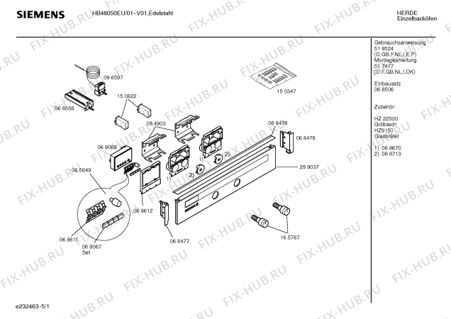 Схема №3 HB48040EU с изображением Инструкция по эксплуатации для духового шкафа Siemens 00519524