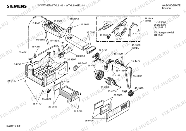 Схема №5 WTXL2101EU SIWATHERM TXL2101 с изображением Инструкция по установке и эксплуатации для сушилки Siemens 00585732