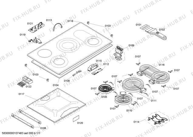 Схема №1 M1483N0 с изображением Стеклокерамика для плиты (духовки) Bosch 00473940