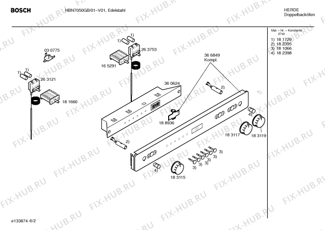 Взрыв-схема плиты (духовки) Bosch HBN7050GB - Схема узла 02