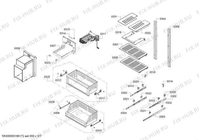 Схема №5 RF463703 с изображением Зажим для холодильника Bosch 10001785