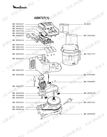 Взрыв-схема кухонного комбайна Moulinex AB6727(1) - Схема узла QP000452.6P2